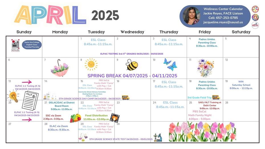 FACE April Calendar